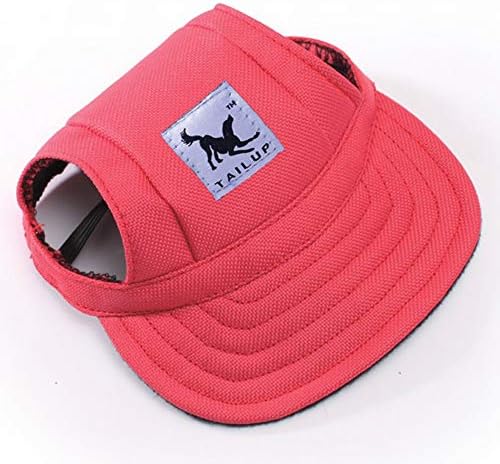 Leconpet Baseball Caps Hats with Neck Strap Adjustable Comfortable Ear Holes for Small Medium and Large Dogs in Outdoor Sun Protection (S, Red)