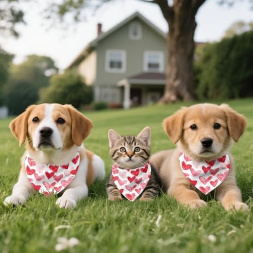 Howilath Pink Heart Pet Bandana, Perfect for Valentine's, Date Night or Anniversary, Dog Scarf for Small Medium Large Breeds