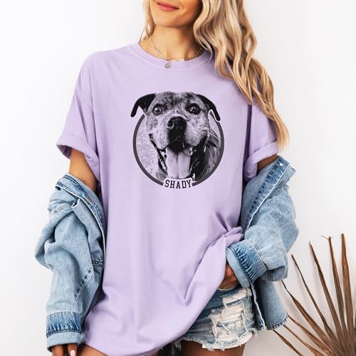 Chillever Personalized Dog Potrait Hoodie, Custom Photo Dog Mom Shirt, Sweatshirt, Gift for Dogs Cat Lovers