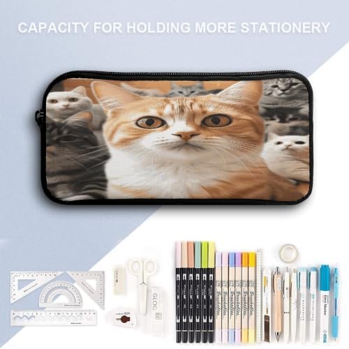 Funny Pet Cat Makeup Bag Zipper Pouch Cosmetic Bag | Pen Bag-Reusable-Large capacity with Double Zippers for Office Pencil Case,Business Travel and girl makeup bag,Small Toolbox