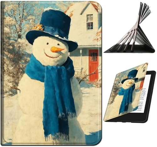 Case for Samsung Tab S10 Ultra/S9 Ultra/S8 Ultra 14.6" 2024/2023/2022 | Slim Leather Smart Cover with Multi-Angle Anti-Slip Stand [Auto Wake/Sleep] Shell for Women Men, Blue Towel Snowman