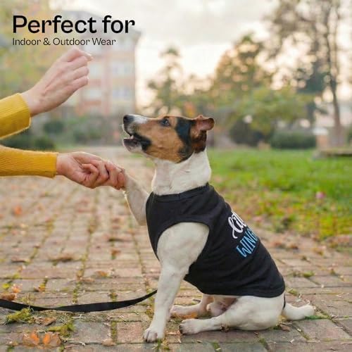 Parisian Pet Dog Shirt – 100% Cotton Shirts for Large Dogs – Sleeveless Black Puppy Vest – Lightweight and Breathable Pet Apparel – Funny Summer Boy Dog Clothes - Stretchy Cute T Shirts for Dogs