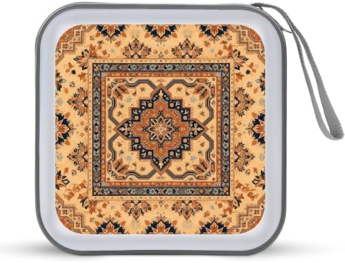DVD Storage for 40 Movies, Aztec Terracotta Hard Plastic CD DVD Disc Cases | Disc Holder Organizer Binder, Aztec Terracotta Retro Western, Portable for Travel Home Office