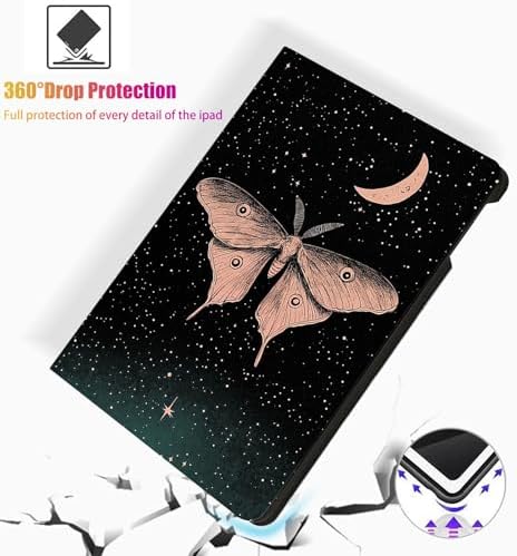 for Microsoft Surface Pro X/Pro X Plus-13 2019/2020/2021/2024 Tablet Case,Auto Wake/Sleep,Adjustable Stand Protective Cover - Moth Starry Sky
