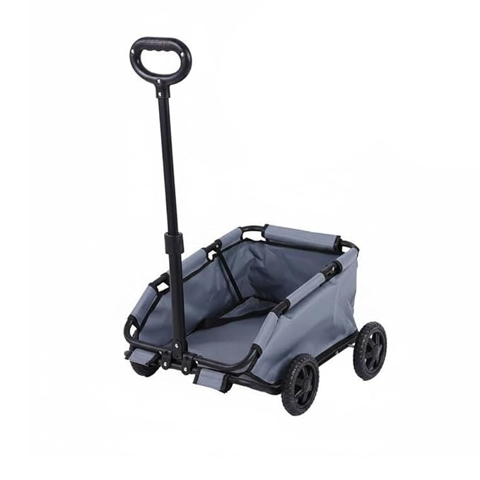Generic Folding Travel Cart Pet Carrier Cart with Rotating Handle and Removable Cushion As Utility Wagon for Flexible Movement and Secure Pet Supplies Suitable for Outdoor Camping Shopping, Gray