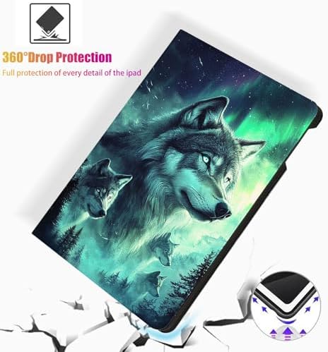 for Microsoft Surface Go 4/3/2/1-10.5" 2021 Tablet Case,Auto Wake/Sleep,Adjustable Stand Protective Cover - Wolf Northern Lights