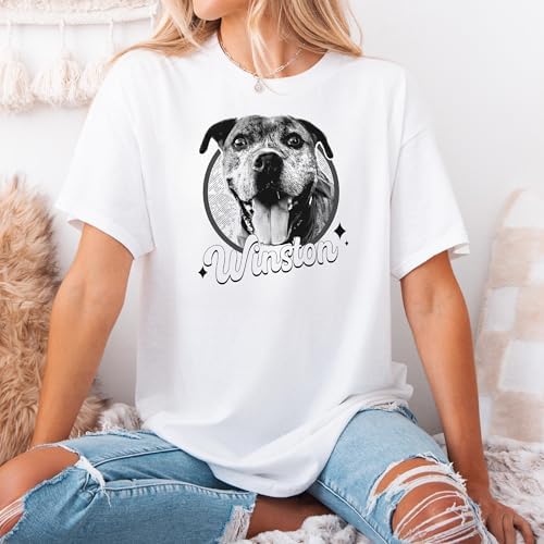 Chillever Personalized Dog Potrait Hoodie, Custom Photo Dog Mom Shirt, Sweatshirt, Gift for Dogs Cat Lovers