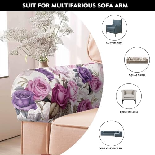 Armrest Covers for Sofa Elegant Rose Chair Arm Covers for Recliner Stretch Armrest Covers Furniture Protector Protect and Decorate Your Sofa