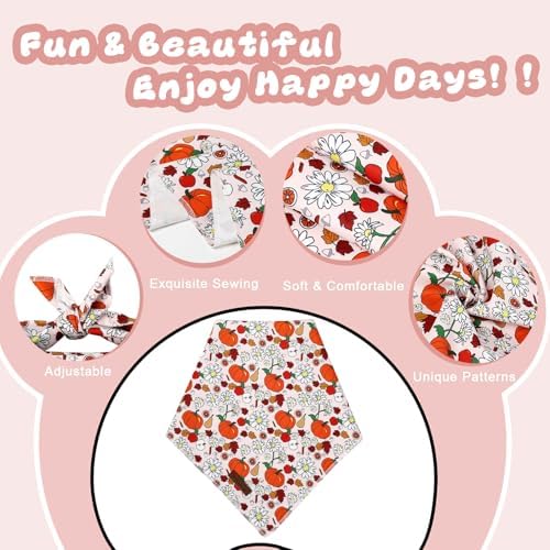 Pet Collar-Autumn Daisy Dog Collars-Pink Grid Puppy Collar-Adjustable, Sturdy & Cute Girl Boy Dog Collars for Outdoor Fun