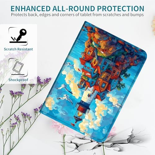 Case for Samsung Galaxy Tab A 8.4" 2020 SM-T307, 360 Degree Rotating Stand with Multi-Angle Vertical & Horizontal Viewing Shockproof Protective Shell for Women Men, Blue Sky Castle