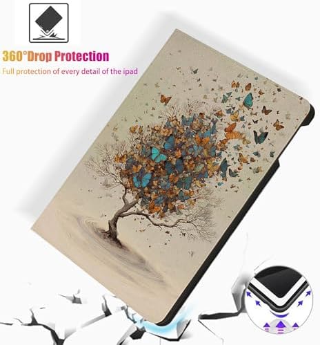 for Microsoft Surface Go 4/3/2/1-10.5" 2021 Tablet Case,Auto Wake/Sleep,Adjustable Stand Protective Cover - Butterfly Tree Art