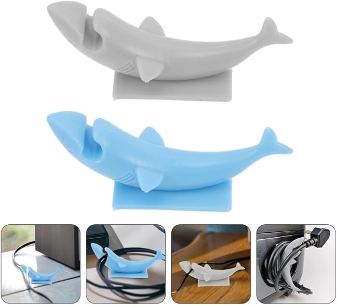 2pcs Silicone Cable Holder with Compact Design and Self-Adhesive Backing, Lightweight Animal Shape Cord Organizer for Wall Mounting and Kitchen Wire Management