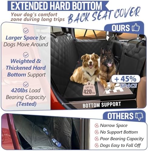 Dog Truck Seat Cover for Back Seat, Hard Bottom Pet Hammock, XL