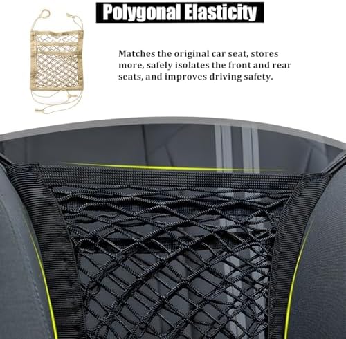 Car 3-Layer Car Mesh Organizer, Stretchable Seat Back Net Storage Pouch Pet Kids Barrier for Driving Safely, Automotive Driver Cargo Tissue Handbag Netting Holder Pocket, Universal Fit