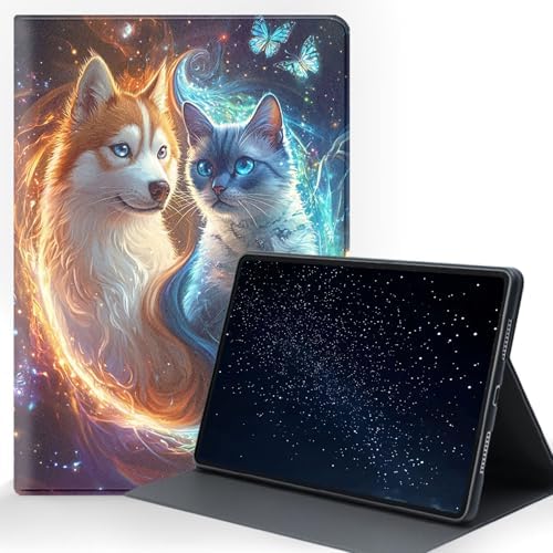 for Samsung Galaxy Tab A11 8.7 Inch 2025 (SM-X133/X135/X135F) Tablet Protective Cover with Adjustable Stand and Magnetic Auto Wake/Sleep,Pet Cat Dog