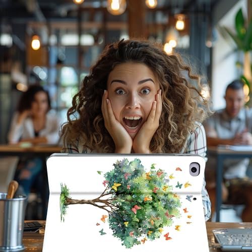 for Microsoft Surface Pro 11/10/9-13" 2024/2022 Tablet Case,Auto Wake/Sleep,Adjustable Stand Protective Cover - Watercolor Butterfly Tree