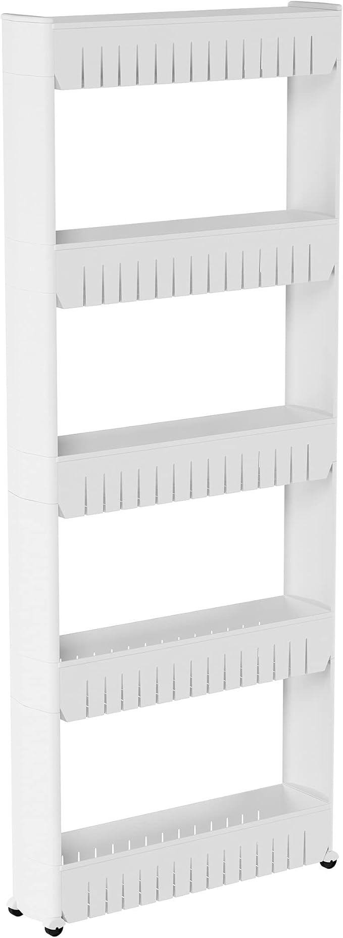 Lavish Home Slim Rolling Storage Cart, White, 21.5” x 5” x 52”