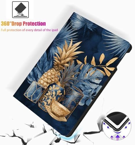 for Microsoft Surface Go 4/3/2/1-10.5" 2021 Tablet Case,Auto Wake/Sleep,Adjustable Stand Protective Cover - Golden Pineapple Blue