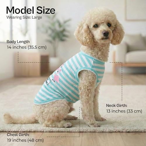 Parisian Pet Flamingo Dog Shirt – 100% Cotton Striped Shirts for Large Dogs – Sleeveless Puppy Vest – Lightweight and Breathable Pet Apparel – Pullover Summer Dog Clothes - Stretchy T Shirts for Dogs