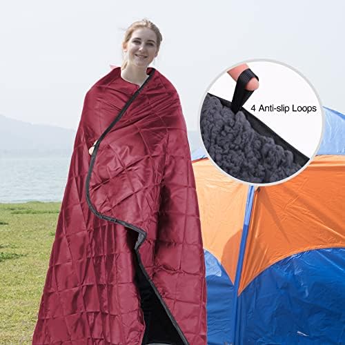 REDCAMP Large Warm Blanket with Sherpa Lining, Cold Weather Outdoor Blanket Windproof for Camping Stadium, Machine Washable 79"x 79" Red | Cold Weather Warm Thick Outdoor Blanket Comfy Foldable & Windproof for Camping Stadium,Car,Picnics,Pet,Trip,Machi...