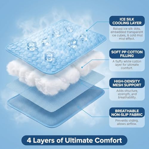 Pet Cooling Mat, ICY nap Dog mat, Portable Washable Ice Silk Cooling Pad for Dogs Cats, Breathable Foldable Mat for Large Small Dogs, Summer Cool Mat for Kennel Floor Car Sofa(Pink,XX-Large)