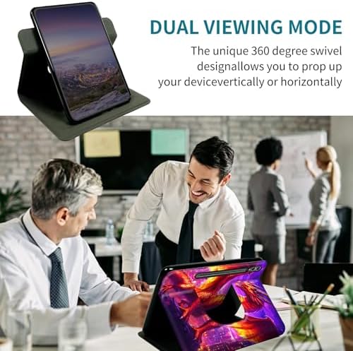 Case for Samsung Galaxy Tab S10 Plus 2024/S9 FE+/S9 Plus 12.4" 2023, 360 Degree Rotating Stand with Multi-Angle Vertical Shockproof Protective Shell for Women Men, Purple Red Dragon