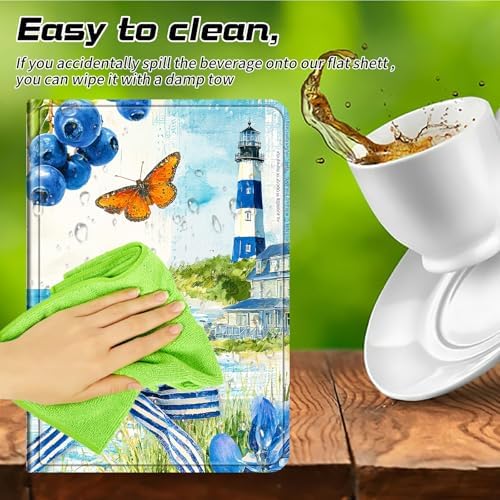 Universal Tablet Case for T-Mobile Revvl Tab 2 10.1" Model:9185W 2025/Revvl Tab 5G 10.36" 2023, 360 Degree Rotating Kickstand Protective Stand Leather Shell Cover for 9"-10.5", Blue Beach