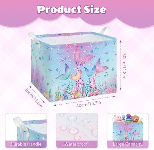 Collapsible Storage Basket Collapsible Fabric Laundry Basket with Handles | Spacious 15.7"×11.8"×11.8" size Folding Design Easy to Store Sturdy Fabric with Reinforced Handle Easy to Clean