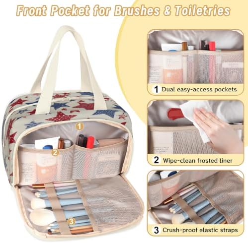 4th of July Travel Toiletry Bag for Women