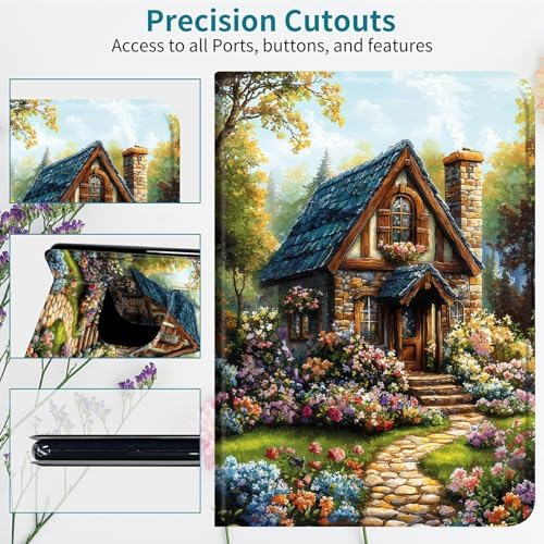 Case for Samsung Tab A11 8.7" 2025/Galaxy Tab A9 8.7" 2023, 360 Degree Rotating Stand with Multi-Angle Vertical & Horizontal Viewing Shockproof Protective Shell for Women Men, Garden Castle