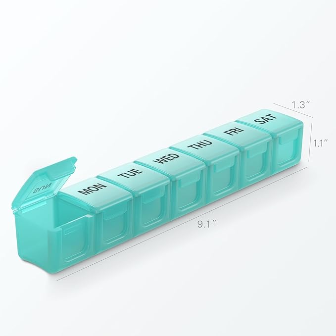 BUG HULL Weekly Pill Organizer Large 2 Packs, Extra Large Travel Pill Organizers, Pill Box 7 Day, Travel Pill Case, Medicine Pill Organizer for Vitamins, Supplements and Medication (White+Purple)