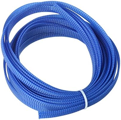 Bettomshin 1Pc 16.4Ft(5m) Cable Management Sleeve, 3/8"(10mm) Width PET Blue Cord Protector, Wire Loom Tube Insulated Split Sleeving for USB Cable Power Cord Organizer Video Cable Hider