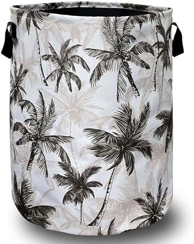 Tropical Palm Tree Laundry Basket Oxford Cloth Hamper 18.9"x16.5"