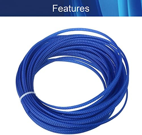 Jutagoss PET Expandable Braided Cable Sleeve, 32.8ft - 3/16 inch Blue Cable Management Sleeve, Wire Loom Tube Cord Protector for USB Cable, Power Cord, Audio Video and More, 1Pc