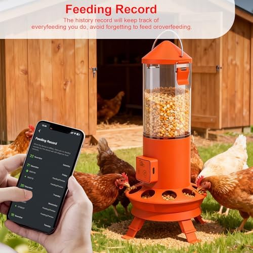 Automatic Chicken Feeder, Smart Chicken Coop Accessories, APP Smart Remote Control Chicken Feeders No Waste, Preset Feeder Schedule, 9 Chicken Feeder Port, Professional Poultry Feeding Equipment