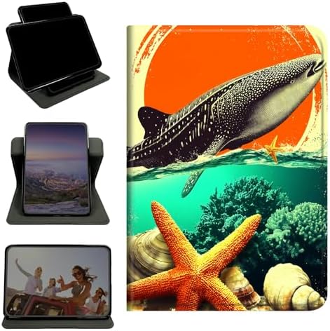 Case for Samsung Galaxy Tab A 8.0" 2019 SM-T290/T295, 360 Degree Rotating Stand with Multi-Angle Vertical & Horizontal Viewing Shockproof Shell for Women Men, Whale Sunset Starfish