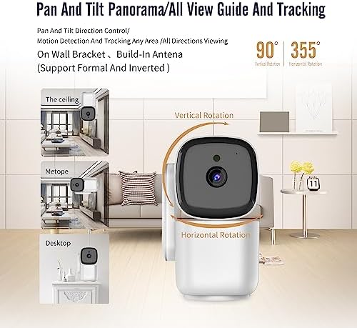 2024 New Indoor Pan-Tilt Surveillance Smart Camera、1080p HD Dog Camera W/Night Vision, Motion Detection for Baby & Pet Monitor, Cloud & Sd Card Storage, Compatible with Alexa & Google Home, 2.4g Wif