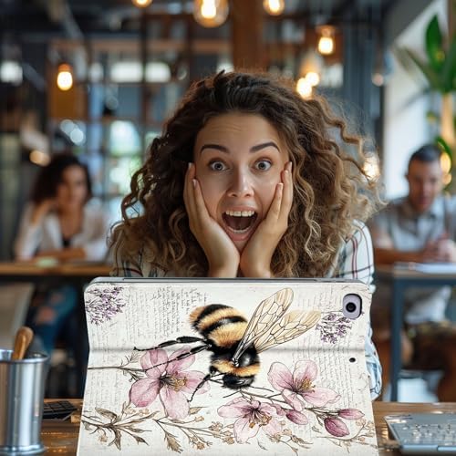for Microsoft Surface Pro X/Pro X Plus-13 2019/2020/2021/2024 Tablet Case,Auto Wake/Sleep,Adjustable Stand Protective Cover - Bee Flower