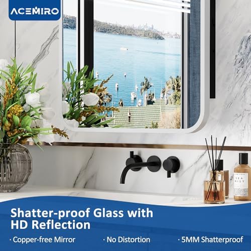 ACEMIRO 16x24 Inch Medicine Cabinet with Mirror Brushed Silver Metal Framed Recessed Bathroom Mirror Medicine Cabinet Wall Mounted