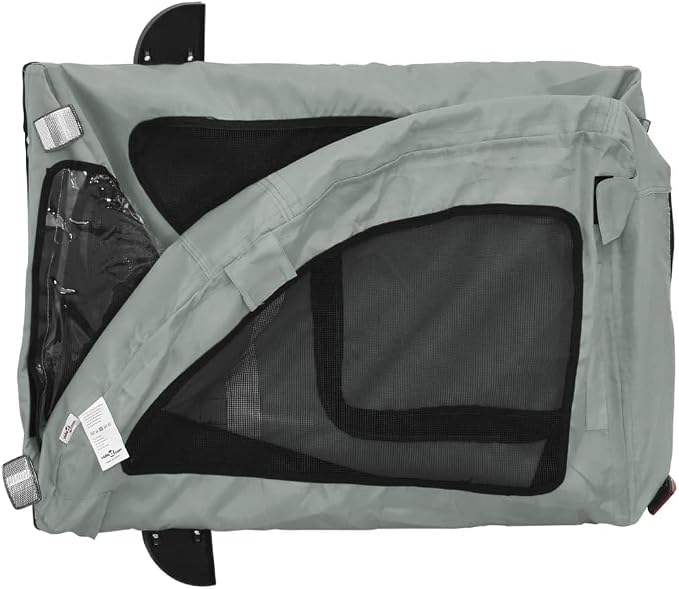 Pet Bike Trailer for Small Dogs, Foldable Bicycle Cargo Trailer with Iron Frame and Oxford Fabric, Includes Mesh Windows, Reflectors and Flag for Safety