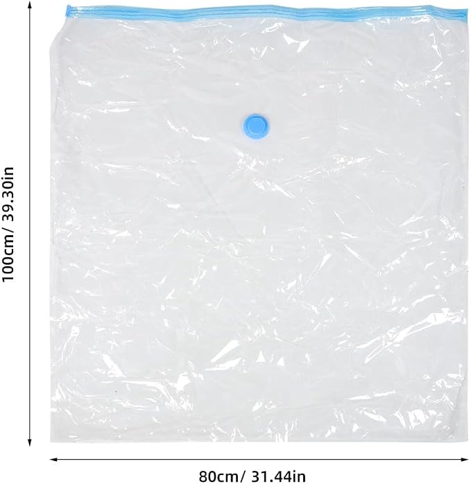 Large Capacity Vacuum Storage Bag 80x100x44cm for Comforters | PET and PE Material, Window Design, Airtight Organizer, White Finish for Household Storage