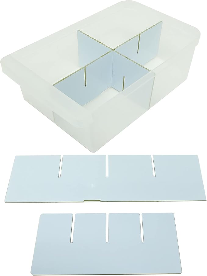 (4 Length + 4 Width Pieces) Large Drawer Configurable Dividers compatible with IRIS USA Plastic Storage Craft Cabinets (Dividers Only)