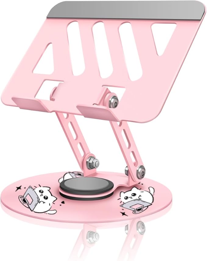 Upgraded 360°Rotating Tablet Stand with Foldable Base - Cute Cat Pattern,Universal for 7-13" Devices (iPad,iPhone,Tablet,Phone) - Ideal for Desk Work,Office,Travel,Home & Painting