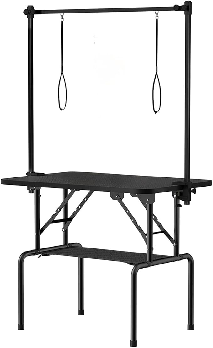 36 Inch Foldable Dog Grooming Table with Adjustable Arm, Nooses & Storage Basket - Non-Slip Pet Grooming Station for Dogs & Cats - Supports Up to 300 lbs (36 inches)