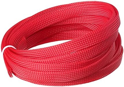 Othmro 5m/16.4ft PET Expandable Braid Cables Sleeving Flexible Wire Mesh Sleeve Red,for TV Audio PC Cords Protect from Pets Chewing