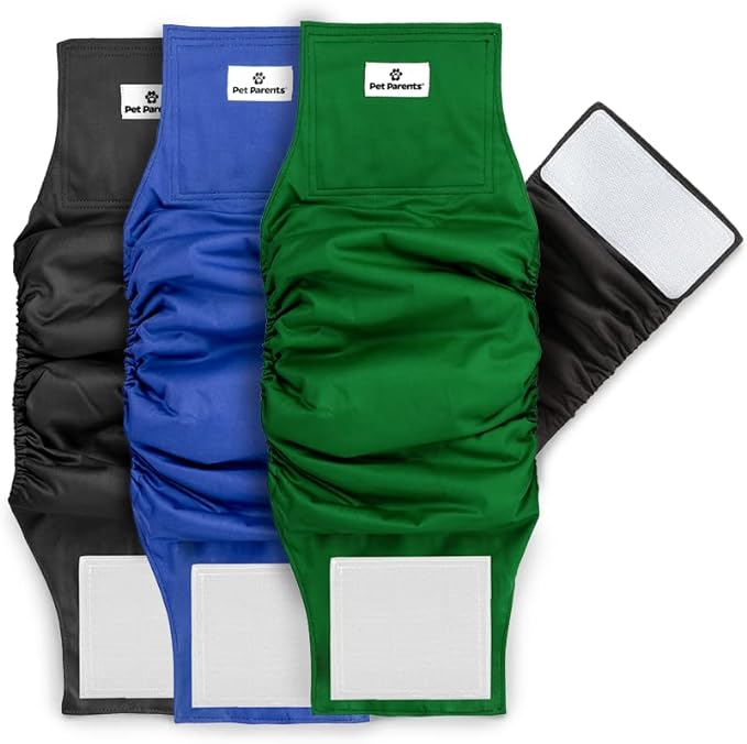 Pet Parents® Washable Belly Bands for Male Dogs (3pack) + Extendrs® of Durable Dog Diapers Male, Premium Male Dog Diapers & Dog Wraps (Large, Gentlemen)