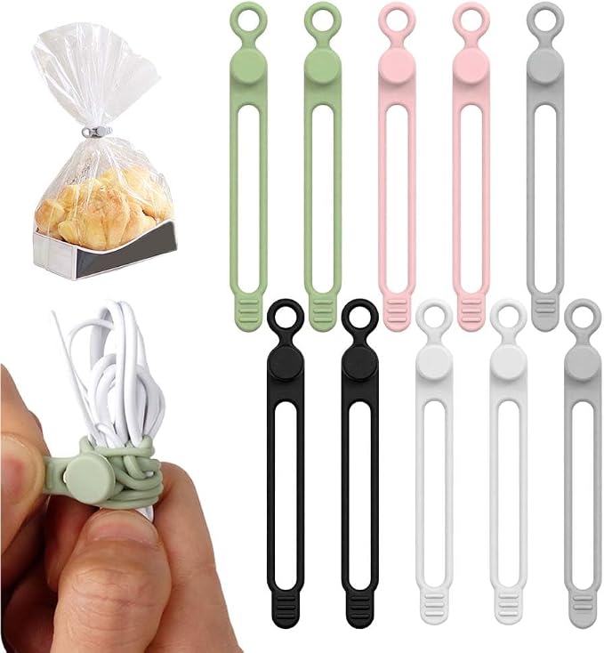 Data Cable Organizer, 2025 New Silicone Cable Ties Cable Management Organizer, 106mm Reusable Cord Organizers, Colorful Wire Organizers for Cords (10)