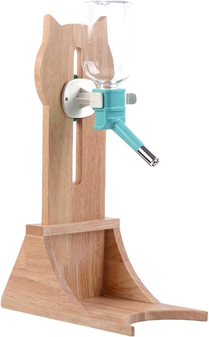 Bamboo Pet Water Bottle Stand, Adjustable Hanging Dog Cat Dispenser