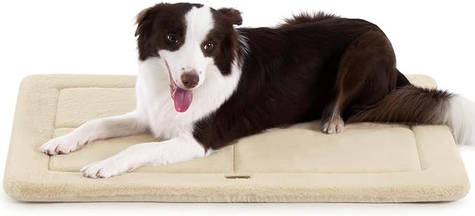 MADE 4 PETS Dog Crate Pad Washable Dog Bed for Large Dogs, 36"x27" | Washable & Reversible, Anti-Slip Kennel Mat for Cozy Sleeping, Soft Fluffy Dog Bed for Indoor & Outdoor Use, , Beige