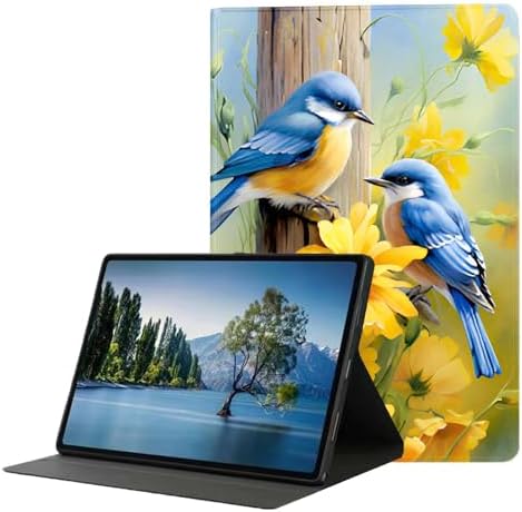 for Samsung Galaxy Tab S8 2022/Tab S7 2020 11" Tablet Case(Model SM-X700/X706/T870/T875/T878),Premium Leather Folio Stand Auto Wake/Sleep,Multiple Viewing Stand,Bluebirds and Flowers